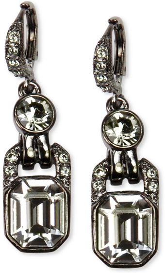 Givenchy Light Hematite Tone Black Diamond Crystal Drop Earrings - Lyst