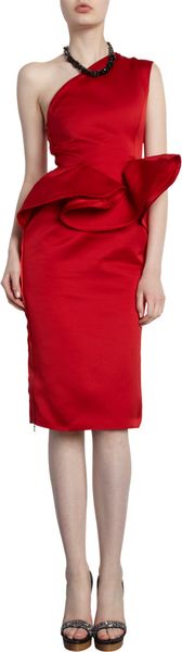 red peplum gown