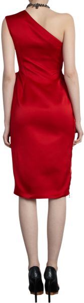 Lanvin One Shoulder Peplum Dress In Red Lyst