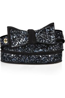 Miu Miu Glitterfinished Cottonblend and Suede Belt - Lyst