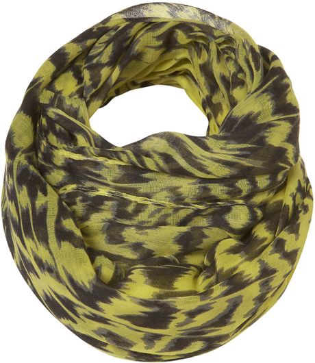 Topshop Lime Leopard Scarf in Green (lime) - Lyst