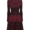 Alexander Mcqueen Victorian Puckering Lace Jacquard Long Sleeve Dress in Red (cherry) - Lyst