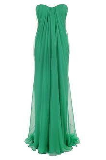 Alexander McQueen Emerald Silk Chiffon Bustier Dress - Lyst