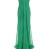 Alexander Mcqueen Emerald Silk Chiffon Bustier Dress in Green (emerald) - Lyst
