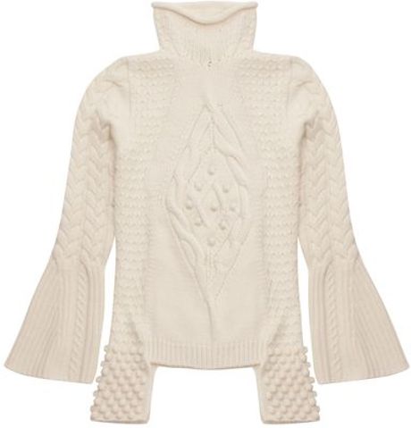 Alexander Mcqueen Aran Knit Poloneck in White (ivory) - Lyst