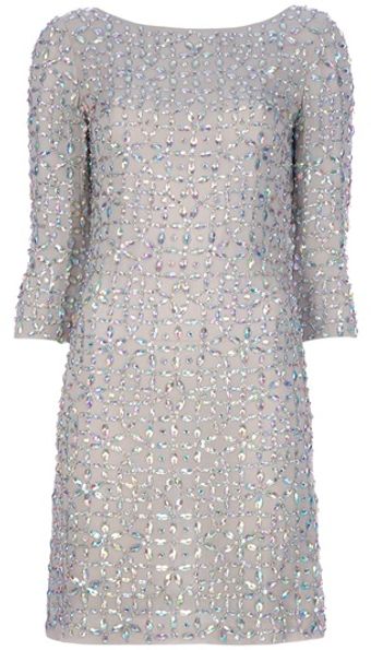 Blumarine Gem Embellished Silk Dress - Lyst