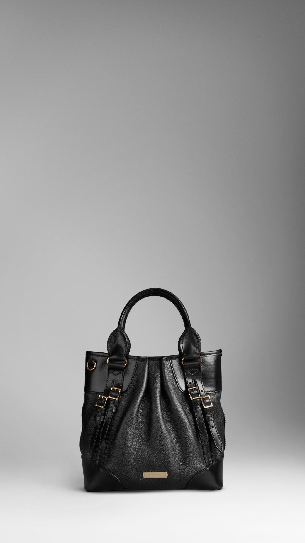 Burberry Small Leather Whipstitch Tote Bag in Black | Lyst