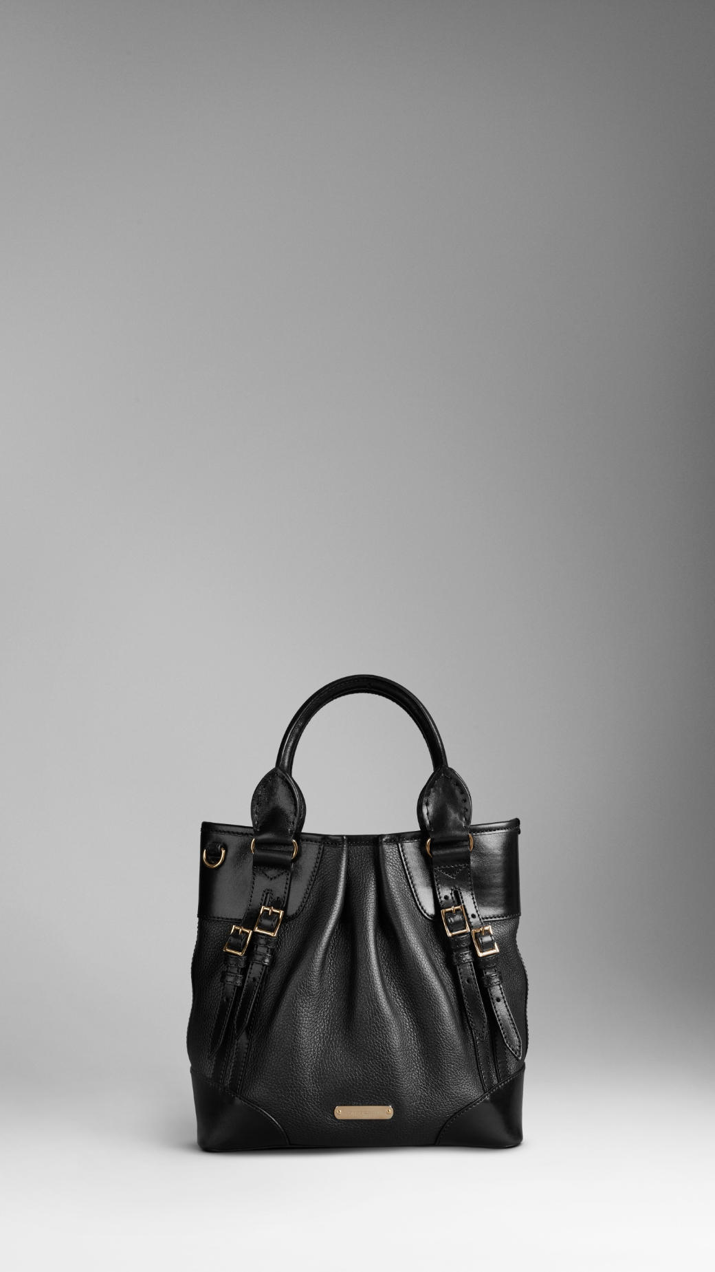 Small Calf Leather Tote - Black