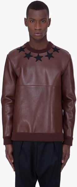 Givenchy  Leather Crewneck Sweater - Lyst