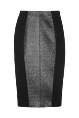 Hakaan Savage Hammered Satin Paneled Stretch Crepe Skirt