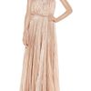 Halston Heritage Metallic Silk Pissé Gown in Beige (nude) - Lyst