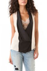 Haute Hippie Tuxedo Sleeveless Blouse