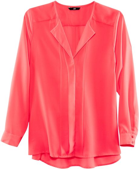 H&m Blouse in Pink (coral) - Lyst