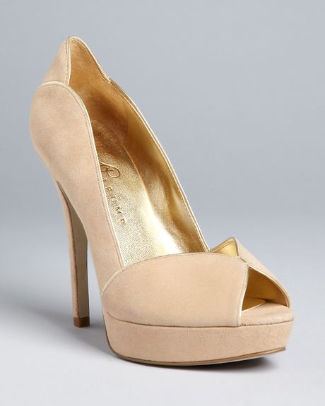 Ivanka Trump Peep Toe Platform Pumps Aliza High Heel In Beige Nude Lyst