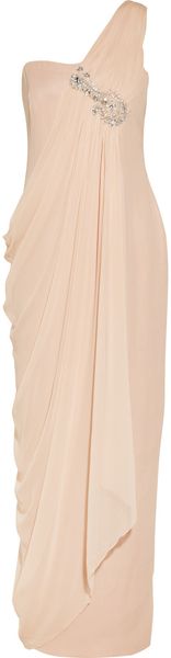 Notte By Marchesa Embellished Silkchiffon and Crepe Gown in Pink (blush) - Lyst