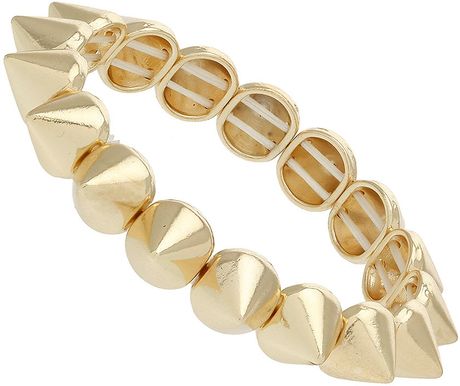Topshop Single Spike Stretch Bracelet in Gold - Lyst