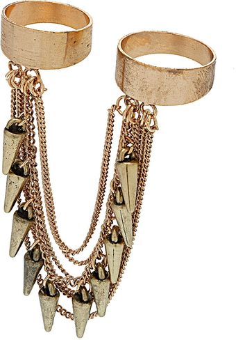 Topshop Spike Chain Drape Two Rings - Lyst