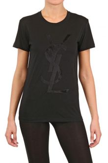 Yves Saint Laurent Logo Print Cotton Jersey Tshirt - Lyst