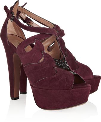 Alaïa Suede Platform Sandals - Lyst