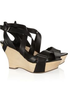 Belle By Sigerson Morrison Colton Leather and Wood Wedge Sandals - Lyst