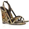 Bottega Veneta Python Wedge Sandals in Animal - Lyst