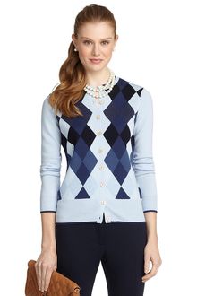 Brooks Brothers Merino Wool Argyle Cardigan - Lyst