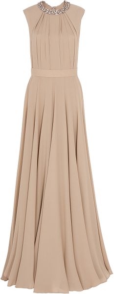 Elie Saab Embellish Collar Georgette Gown - Lyst