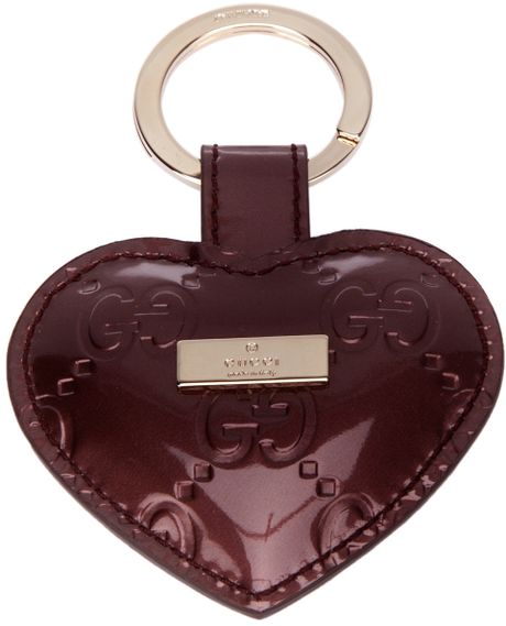 Gucci Heart Keyring in Brown - Lyst