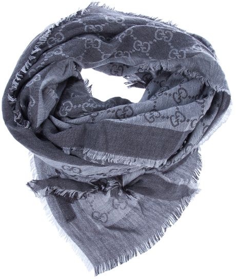 Gucci Logo Scarf in Gray (grey) - Lyst