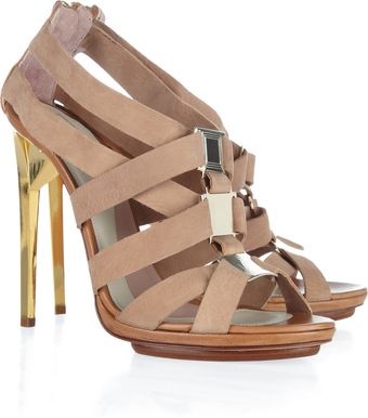 Hervé Léger Clara Metal and Leather Sandals - Lyst