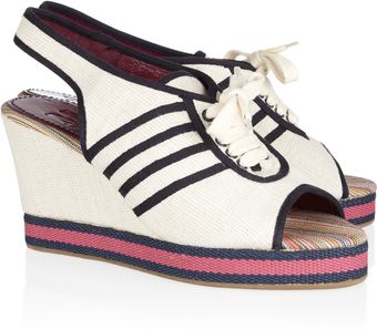 M Missoni Striped Canvas Slingback Wedges - Lyst