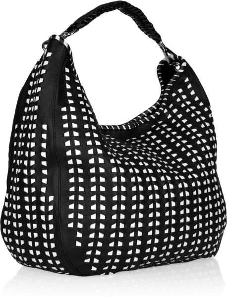 black woven leather hobo bag