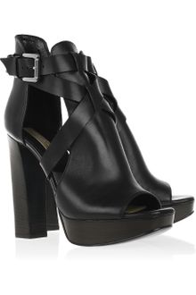 Michael Kors Blockheeled Leather Sandals - Lyst
