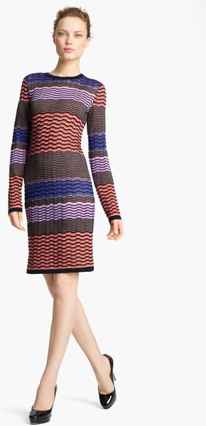 Missoni Stripe Knit Dress in Multicolor (black blue purple) - Lyst
