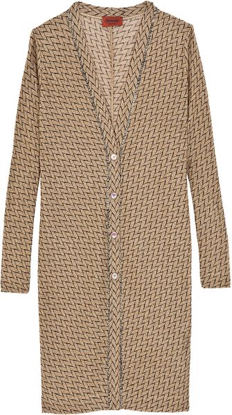Missoni Gold Long Lurex Crdigan in Brown (gold) - Lyst