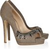 Oscar De La Renta Calvina Embellished Felt Pumps in Brown (taupe) - Lyst