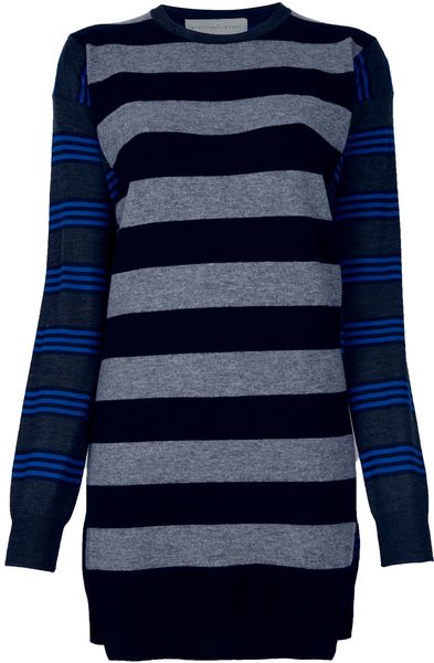Stella Mccartney Striped Sweater in Gray (grey) - Lyst