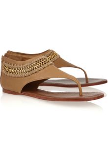 Tory Burch Rella Chain and Crochettrimmed Leather Sandals - Lyst