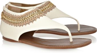 Tory Burch Rella Chain and Crochettrimmed Leather Sandals - Lyst