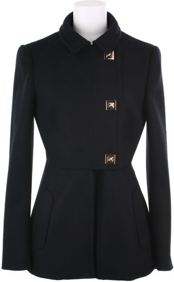 Valentino Navy Coat in Virgin Wool - Lyst
