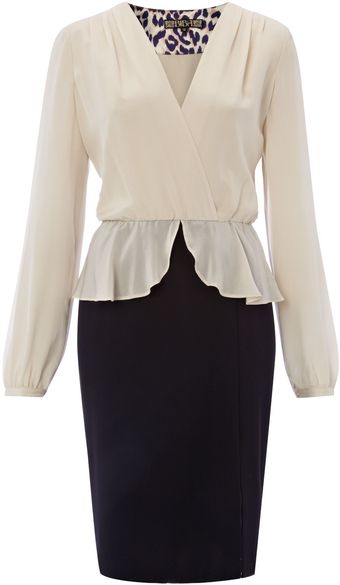 Biba Silk Bodice Peplum Dress - Lyst