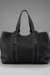 Bottega Veneta Topstitched Woven Leather Tote