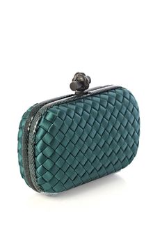 Bottega Veneta Woven Satin and Snaketrim Clutch Bag - Lyst