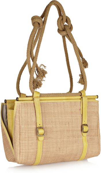 whitney large raffia and leather convertible shoulder bag