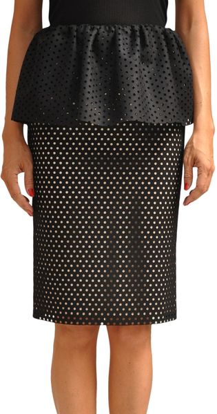 MSGM Punctured Woolen Skirt with Basque - Lyst