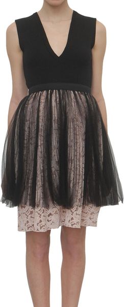 N°21 Bi-material Dress with Lace Skirt - Lyst