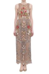 Valentino Floral And Pearls Embroidered Dress