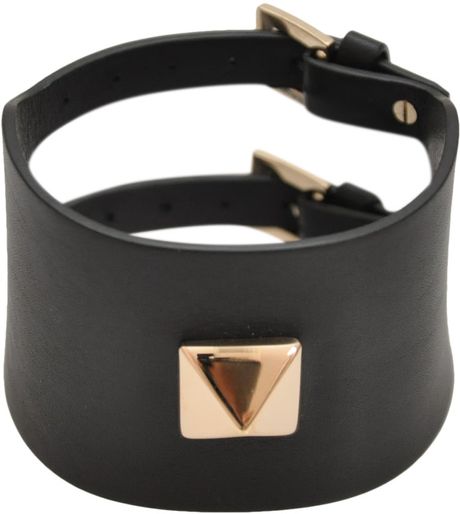 Valentino Rock Stud Leather Bracelet in Black - Lyst