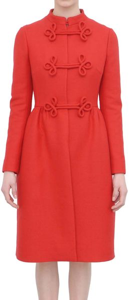 Valentino Silk And Wool Coat With Insignias - Lyst