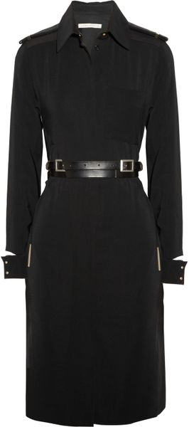 Victoria Beckham Belted Crepe Shirt Dress in Black - Lyst